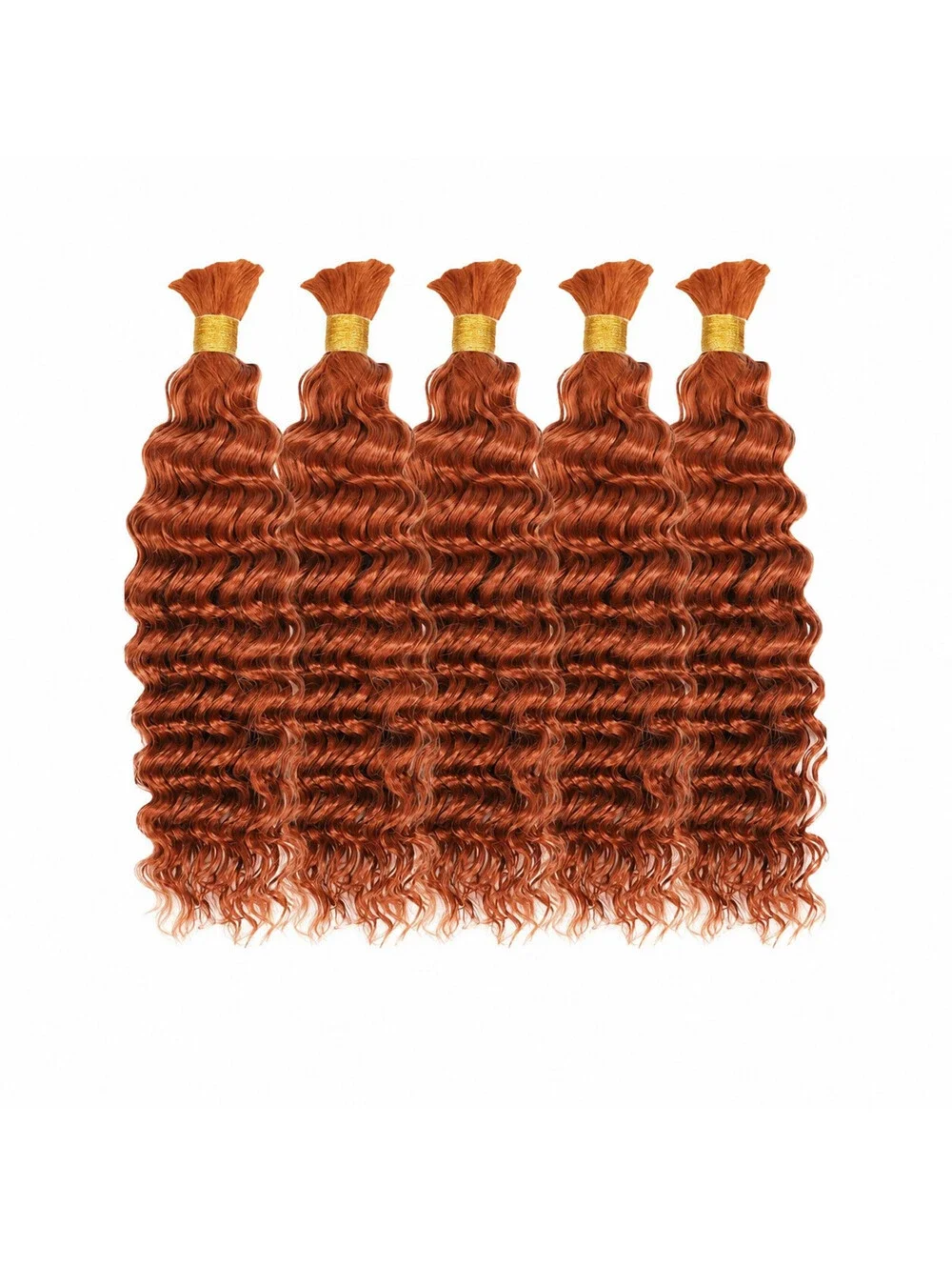 Deep Wave Braiding Hair 100% Human Hair 5 Bundles - Color #350 Ginger, 12 Inches